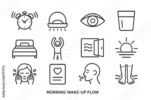 Sunlight symbol intention morning vector pose window grounding routine air icons icon