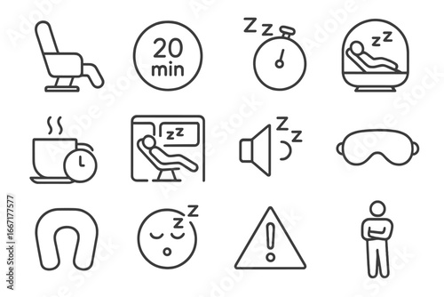 Transit emoji icons sequence power nap sleep culture vector posture mask body