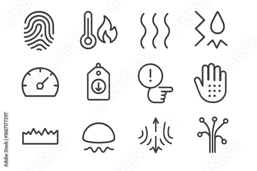 Vector roughness pulse icons tag sensitivity perception friction tactile icon zone texture