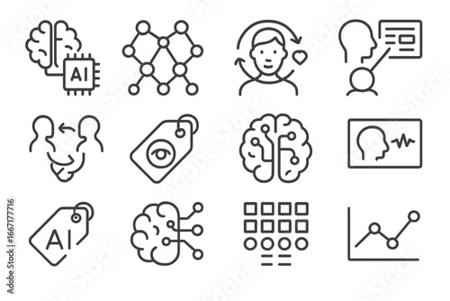 Personalized tag chart icons adaptive behavior mental icon neurointegration vector learning ai