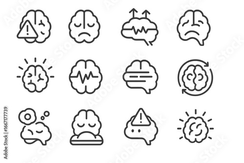 Mind ui icons loop flow pulse icon drowsy state vector brain burst
