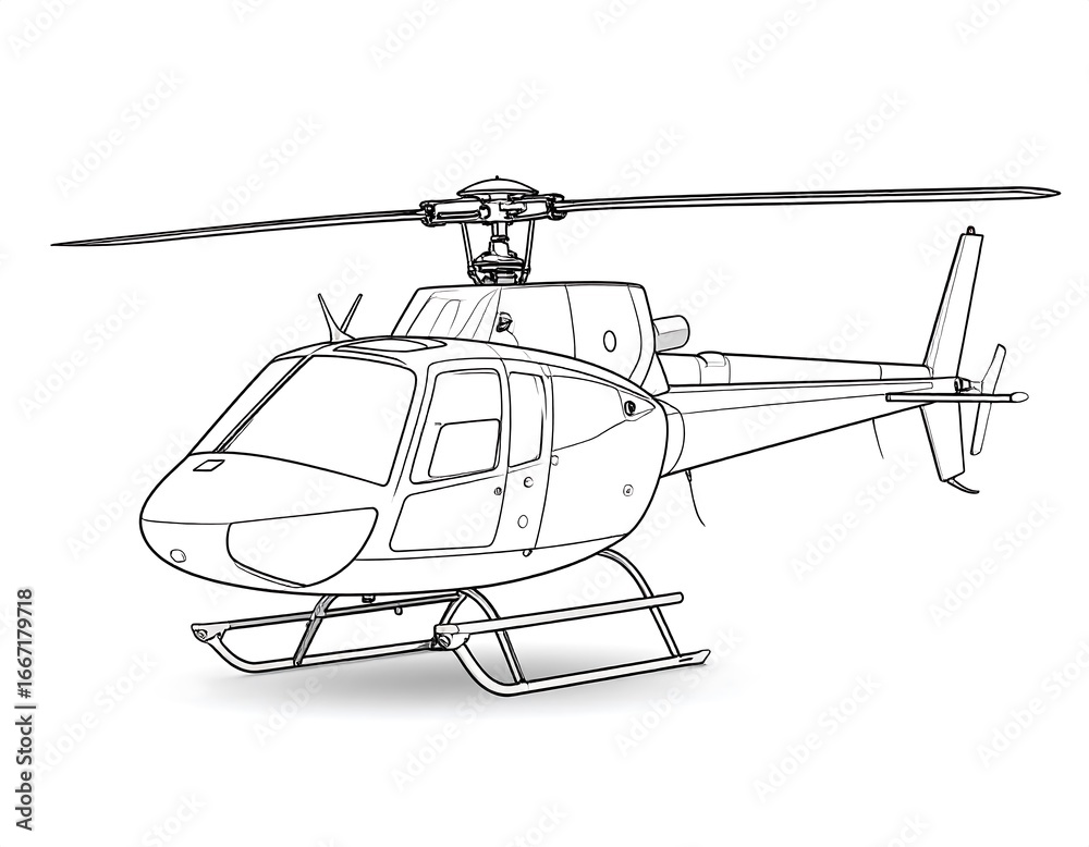 Fototapeta premium Helicopter outline drawing
