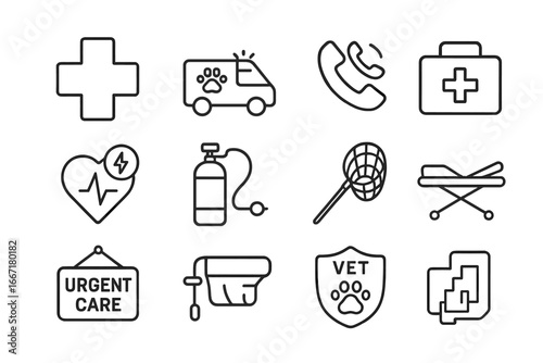 Ambulance pet badge care first net vector defibrillator box emergency emer icon