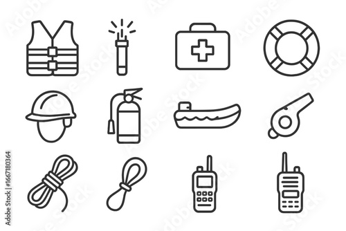 Radio jacket safety rope rescue vector helmet marine icon icons life emergency