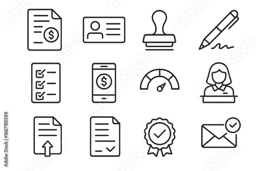 Score vector upload icons contract loan form stamp application credit icon digital