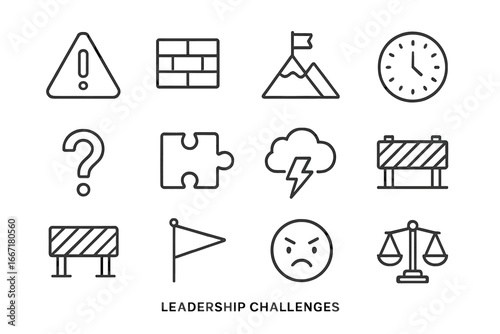 Obstacle leadership face mark sign vector icons icon challenge question mountain piece