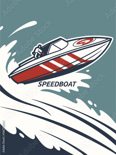 Speedboat's Splash: An illustration of a speedboat speeding through the waves, with a splash of water. Capturing the essence of speed, adventure, and aquatic thrill.