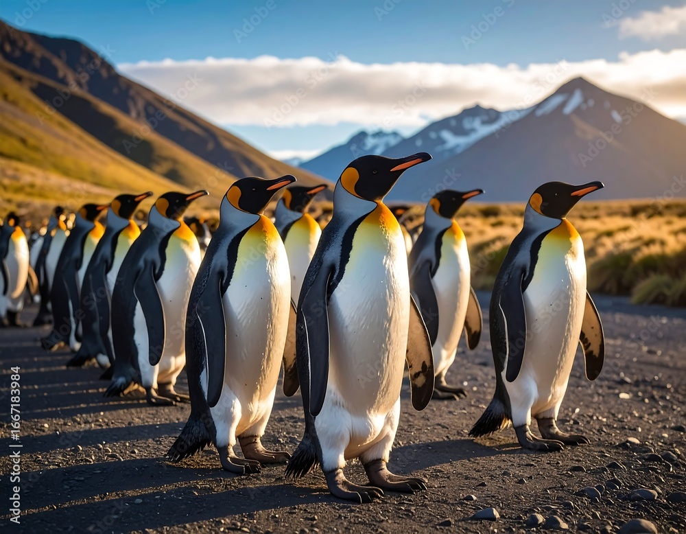 Obraz premium Penguins on a path