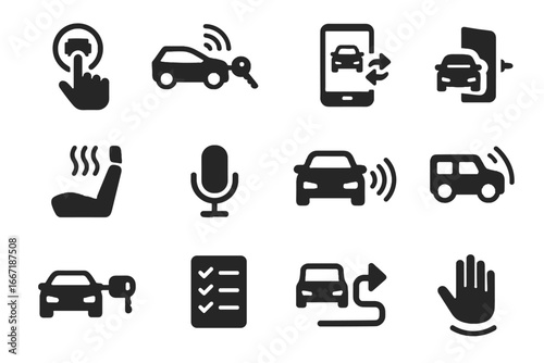 Switch mobile vector climate sync drive icon car voice zero emission memory