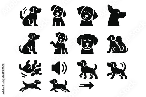 Wag tail icon jumping vector rolling motion rotation pet cuddle synthetic position