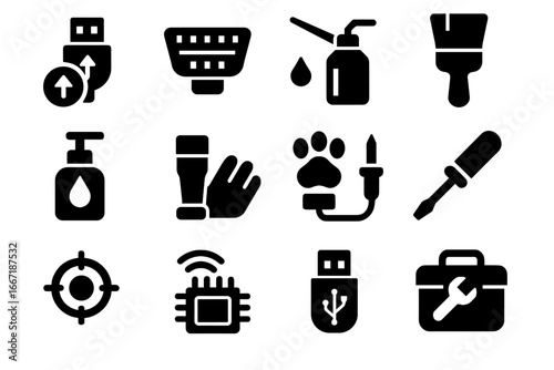 Usb icon pet synthetic vector oil dispenser care connector port cleaner repair