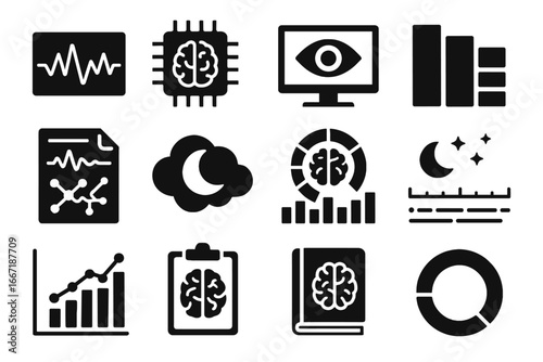 Chip chart vector timeline icon memory neural dream bar rem data night