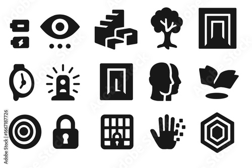 Icons grid mode energy surge compression level dream removable vector solar icon