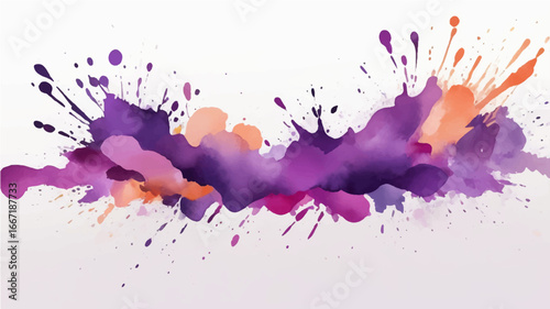 Artistic perple watercolor splash effect template