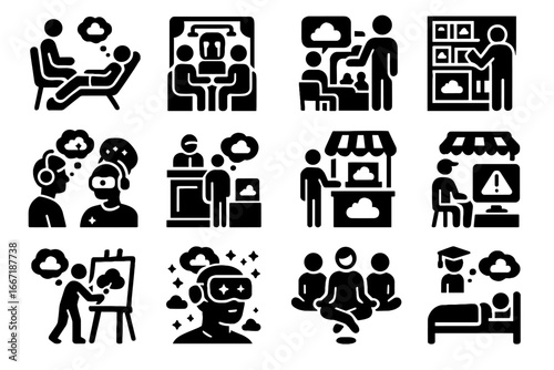Artist dream trial vector library therapy tour futuristic training dreams icon
