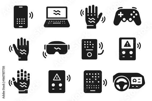 Haptic robot feedback panel remote icon sides home tactile vector device