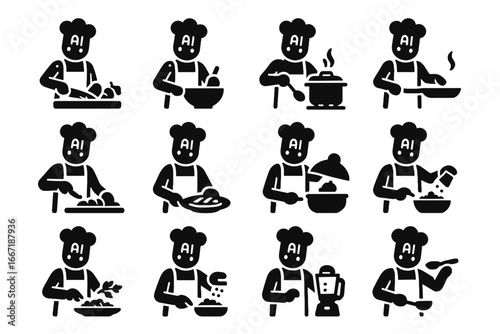 Smoothie icon garnishing plating pan chef stirring vector ai spoon pot vegetables