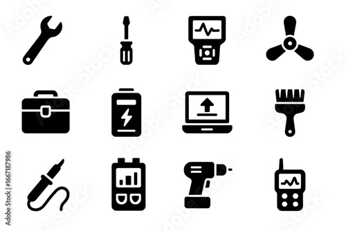 Firmware updater cable drill network cleaning vector hive tools scanner icon digital