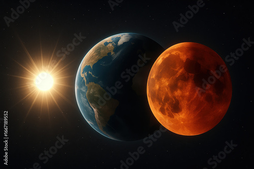 Earth, Moon, and Sun Alignment During Eclipse