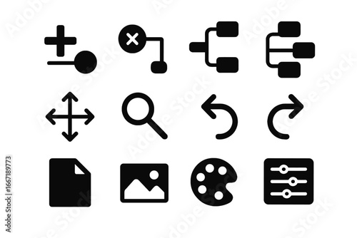 Button image collapse mind icon palette map vector branch delete undo node