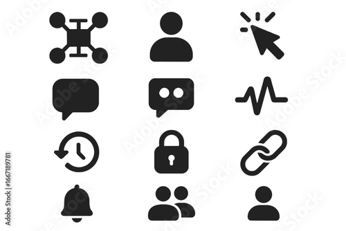 Map chat editing avatar mind permission vector notification bell comment invite icon
