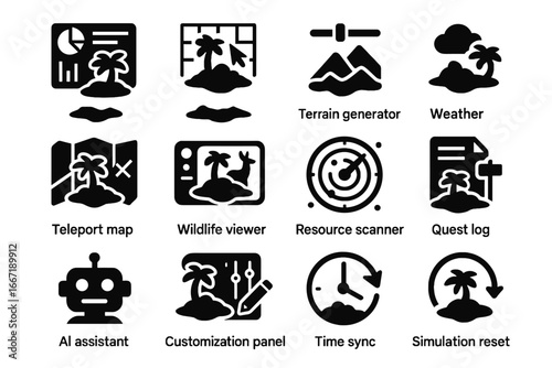Log ai terrain time island resource panel icons assistant vector icon virtual