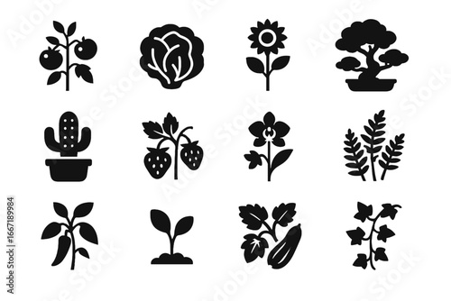 Sprout cactus head fern ai cluster bush icon vector trail gardener pepper