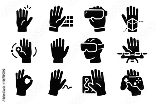 Touch arm icon ar gesture virtual glove control sync tracking vector data