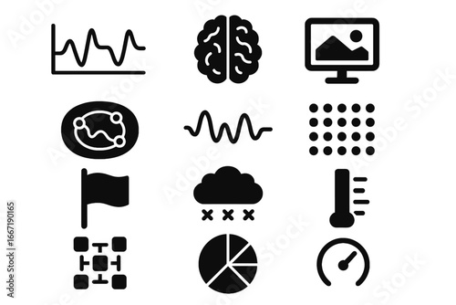 Icons image scanner emotion data wheel icon dream density line playback vector
