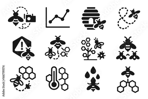 Temperature tracking bee interaction speed hierarchy vector dehydration alert icons icon flight
