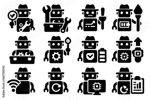Icon icons test parts robot maintenance box reboot kit spare hardware vector