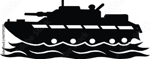 black tank on water silhouette clip art preview