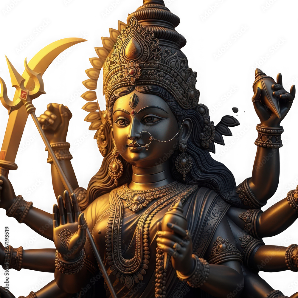 Fototapeta premium Ardhanarishvara statue isolated on transparent background transparent background