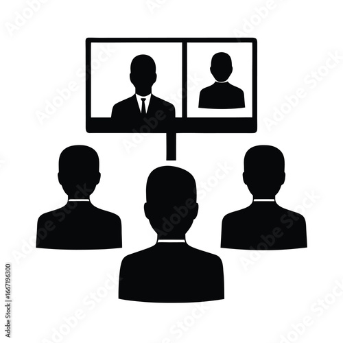 silhouette of multiple participants in video conference