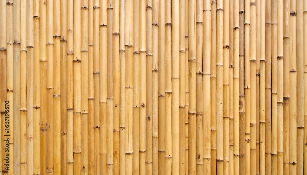 Fototapeta premium An aesthetically pleasing textured background of natural bamboo stalks in varying golden shades