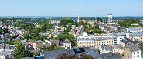 Panoramic view over the city and skyline of Arlon, Province de Luxembourg, Belgium
