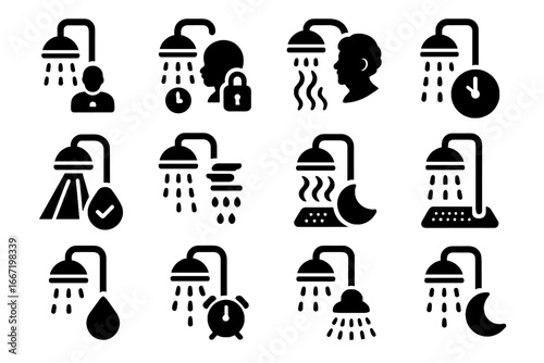 Vector quick smart lighting preset skin icons shower mode temperature icon timer