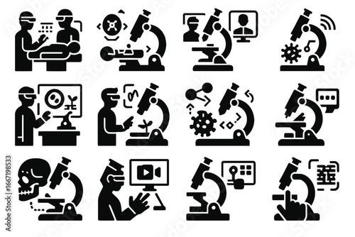 Nanobot gesture immersive feed mutation vector icon research ar microscope forensic