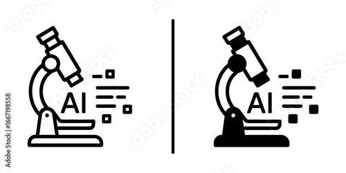 AI Microscope Illustration: A graphic illustration features a microscope with AI-related elements, showcasing a fusion of scientific tools with artificial intelligence.