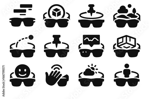 Tags augmented ring icons scanning virtual terrain tracer icon reality floating vector