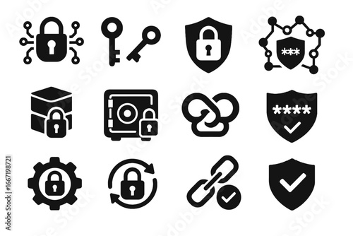 Key emblem encoded vault security node icon icons data ssl digital vector