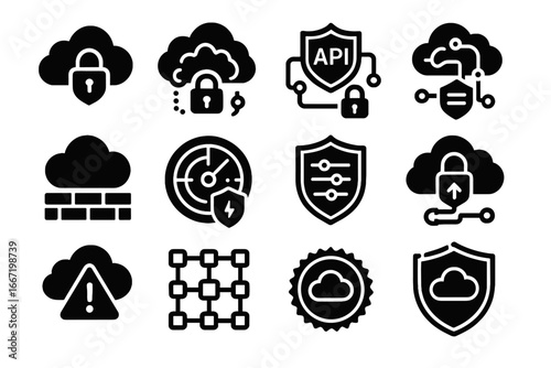 Cloud icon gateway icons vector control field backup shield seal lock slider
