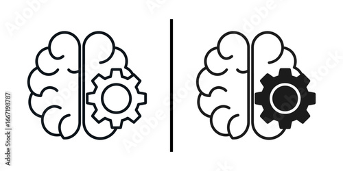 Cognitive Mechanics: A conceptual image showing brain silhouette with gear emphasizing thought processes and ideas. 