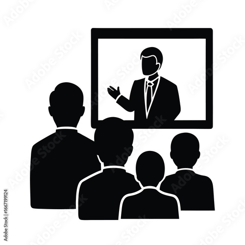 silhouette of teacher giving lecture via video call