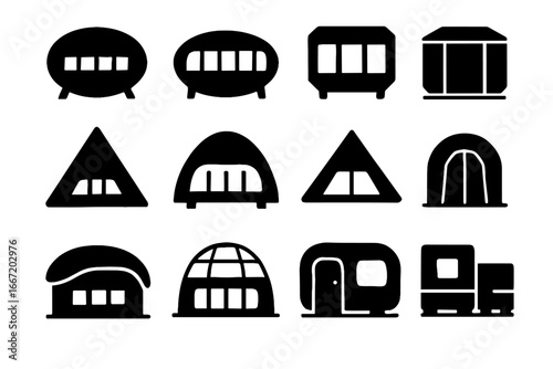 Icons modular hexagon vector capsule glass icon cube curved sliding eco parts