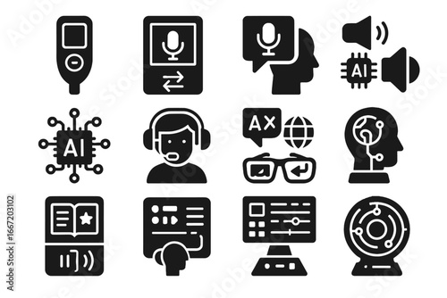 Ai digital augmented translator icon language multilingual device vector icons smart assistant