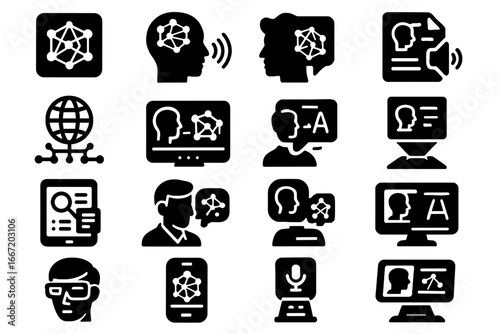 Module assistant interactive digital language vector translator icon multilingual translation ai