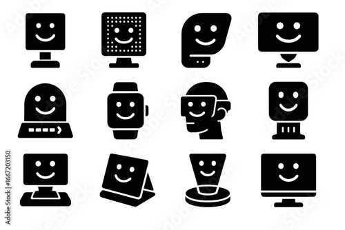 Panel meter futuristic vector icon holographic feelings wearable emotion smart module icons