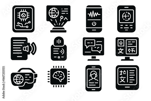 Translation vector converter augmented smart language translator icon digital icons multilingual futuristic