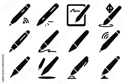 Tip stylus vector pen interactive icons led sketch icon smart holographic touchscreen